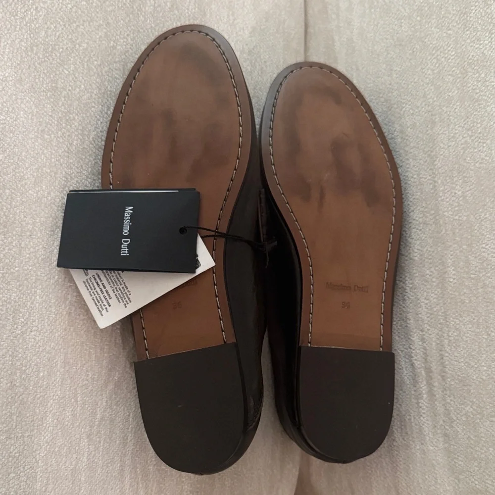 Massimo Dutti Dark Leather Slip-On Loafers - Picture 9 of 10